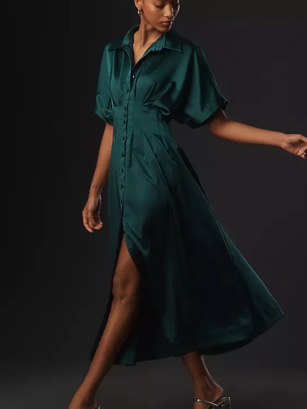 Anthropologie plus size Exquise Satin Dress in Teal
